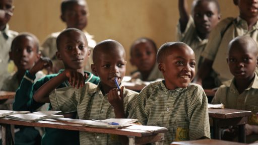 Rwandan students in class.